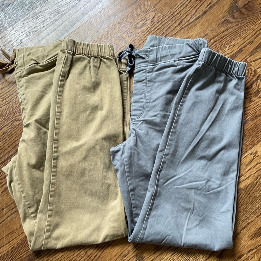 Mens Casual Goodfellow Drawstring Chino Pants  Lot Of 2 Grey/Khaki Tan Pants XS